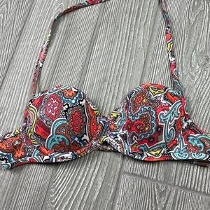 VICTORIA'S SECRET Bikini Top Women's size 34A Black Paisley Padded Push Up NEW